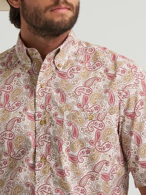 Wrangler&reg; George Strait&trade; Short Sleeve One Pocket Button Down Shirt in Mustard Paisley
