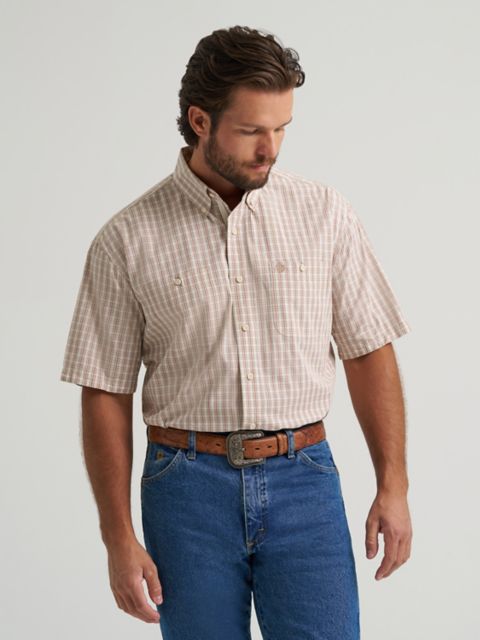 Мужские рубашки Wrangler George Strait™ Short Sleeve Two Pocket Button Down Shirt
