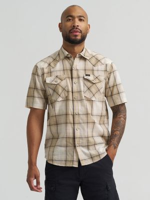 Men's Plaid Short Sleeve Snap Shirt