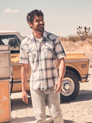 Men's Plaid Short Sleeve Snap Shirt