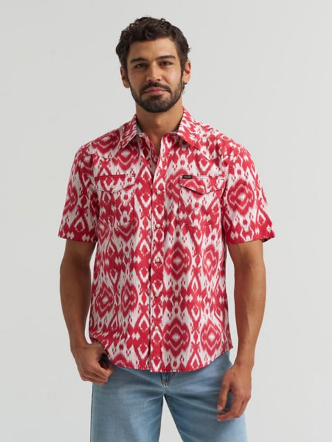 Мужские рубашки Wrangler Men's Printed Snap Camp Shirt