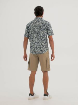 Mens Printed Snap Camp Shirt in Western Blue alternative view