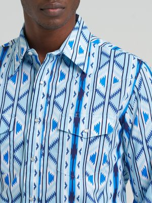 Men's Checotah&reg; Long Sleeve Western Snap Printed Shirt in Icy alternative view 3
