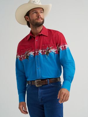 Men's Checotah® Long Sleeve Western Snap Horizontal Print Shirt