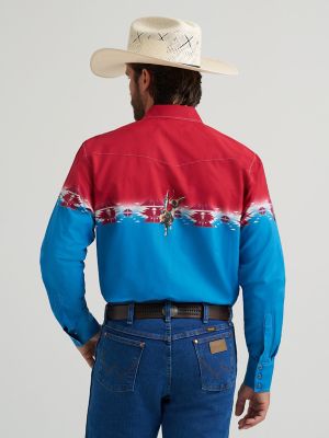 Men's Checotah® Long Sleeve Western Snap Horizontal Print Shirt