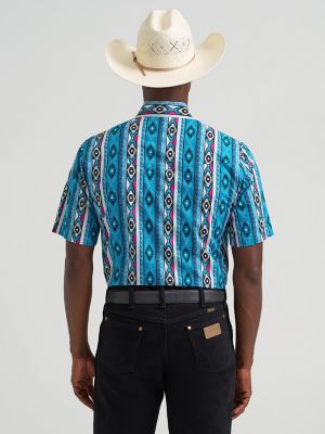 Mens Checotah SS Western Snap Printed Shirt:Dialed Up Blue:L alternative view 2