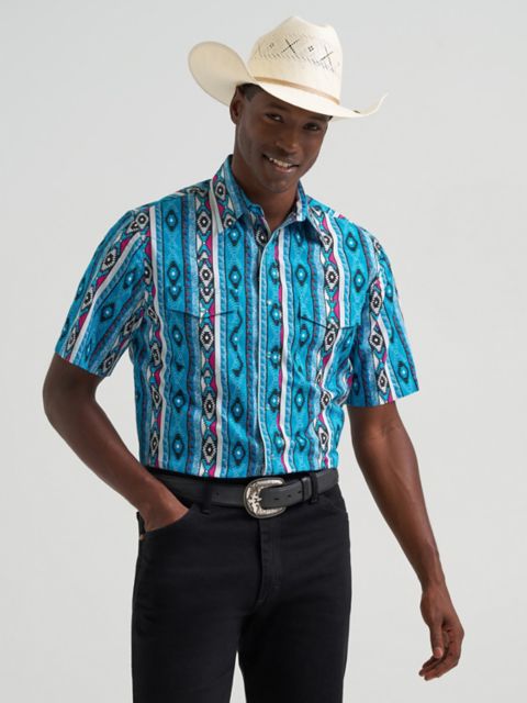 Мужские рубашки Wrangler Men's Checotah® Short Sleeve Western Snap Shirt