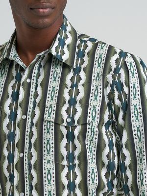 Men's Checotah&reg; Long Sleeve Western Snap Printed Shirt in Olivine
