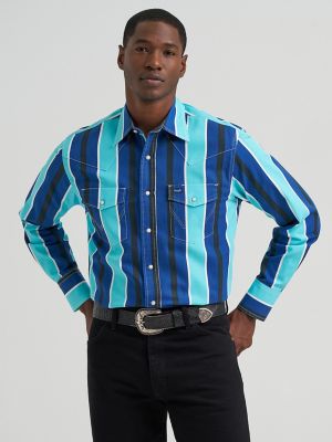 Vintage-Inspired Brushpopper Western Snap Workshirt in Cobalt Storm alternative view