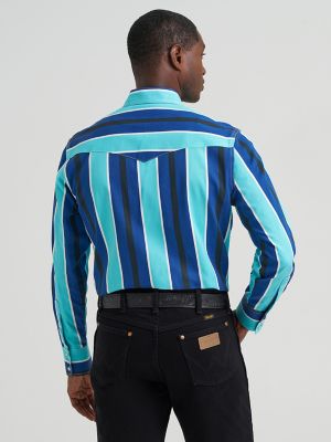 Vintage-Inspired Brushpopper Western Snap Workshirt in Cobalt Storm alternative view 5