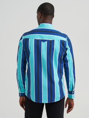 Vintage-Inspired Brushpopper Western Snap Workshirt in Cobalt Storm alternative view 6