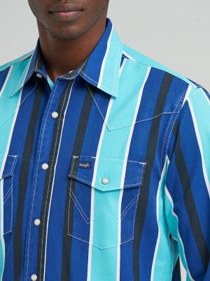 Vintage-Inspired Brushpopper Western Snap Workshirt in Cobalt Storm alternative view 8