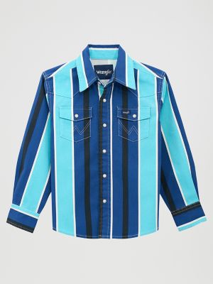 Boys Brushpopper Western Snap Shirt:Blue Raspberry:L alternative view