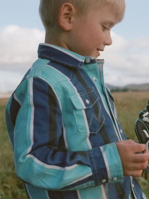 Детские рубашки Wrangler Boy's Brushpopper Stripe Western Snap Shirt