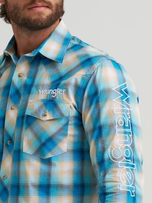 Men's Wrangler&reg; Logo Long Sleeve Western Snap Shirt 