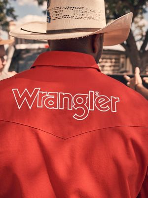 Men's Wrangler® Logo Long Sleeve Western Snap Shirt | NEW | Wrangler®