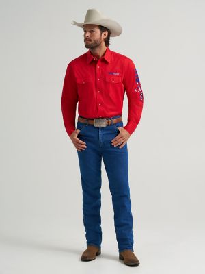 Men's Wrangler® Logo Long Sleeve Western Snap Shirt | NEW | Wrangler®