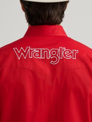 Men's Wrangler® Logo Long Sleeve Western Snap Shirt | NEW | Wrangler®