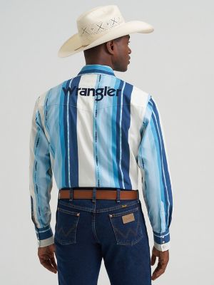 Men's Wrangler&reg; Logo Long Sleeve Striped Shirt