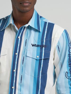 Men's Wrangler&reg; Logo Long Sleeve Striped Shirt