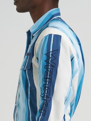 Men's Wrangler&reg; Logo Long Sleeve Striped Shirt