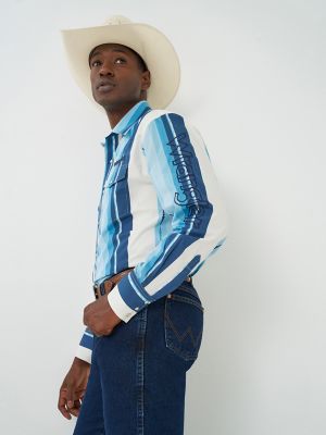Men's Wrangler&reg; Logo Long Sleeve Striped Shirt