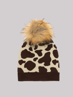 Women&rsquo;s Giraffe Ombre Pom Pom Beanie in Brown