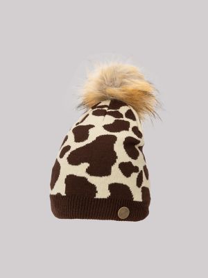 Women&rsquo;s Giraffe Ombre Pom Pom Beanie in Brown