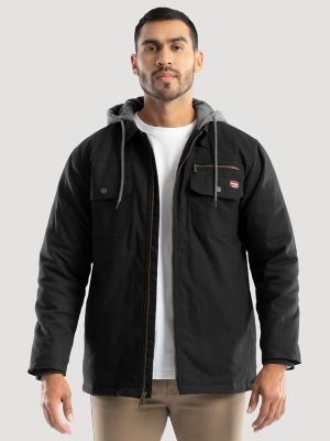 Men's Hooded Workwear Quilted Lined Shirt Jacket