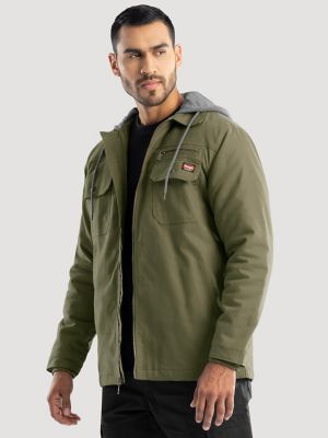 Men's Hooded Workwear Quilted Lined Shirt Jacket