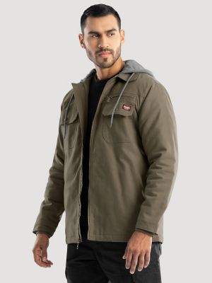 Men's Hooded Workwear Quilted Lined Shirt Jacket