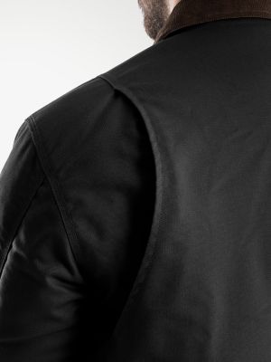 Men's Corduroy Collar Workwear Barn Coat in Black Caviar