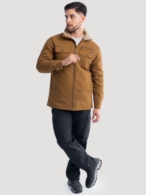 Mens Workwear Faux Shearling Lined Jacket:Rubber Brown:M alternative view