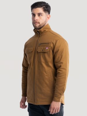 Mens Workwear Faux Shearling Lined Jacket:Rubber Brown:M alternative view 2