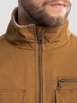 Mens Workwear Faux Shearling Lined Jacket:Rubber Brown:M alternative view 4