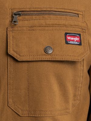 Mens Workwear Faux Shearling Lined Jacket:Rubber Brown:M alternative view 5