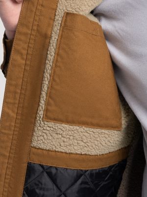 Mens Workwear Faux Shearling Lined Jacket:Rubber Brown:M alternative view 9