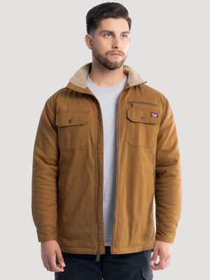 Mens Workwear Faux Shearling Lined Jacket:Rubber Brown:M main view