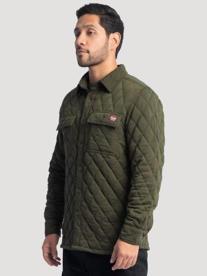 Men's Workwear Diamond Quilted Shacket in Grape Leaf Green
