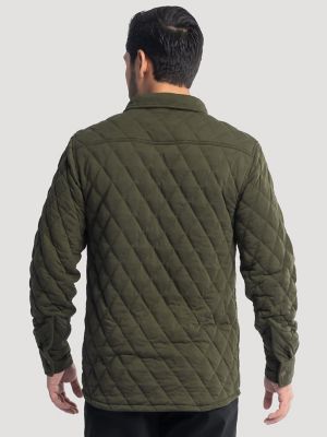 Men's Workwear Diamond Quilted Shacket in Grape Leaf Green