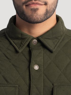 Men's Workwear Diamond Quilted Shacket in Grape Leaf Green