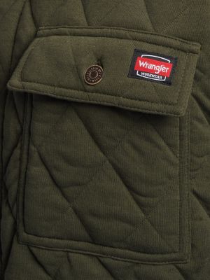 Men's Workwear Diamond Quilted Shacket in Grape Leaf Green