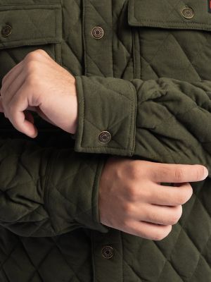 Men's Workwear Diamond Quilted Shacket in Grape Leaf Green