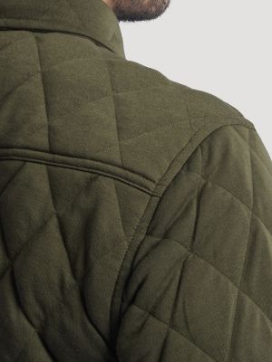 Men's Workwear Diamond Quilted Shacket in Grape Leaf Green