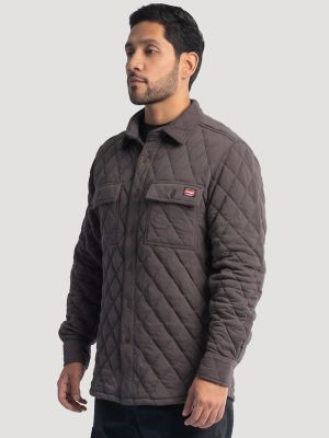 Men's Workwear Diamond Quilted Shacket in Grey