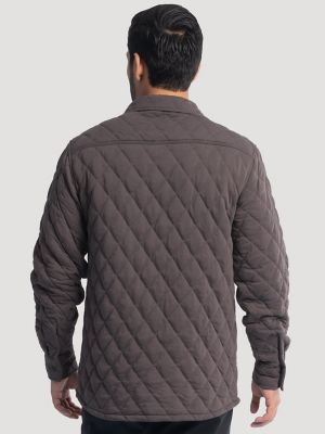 Men's Workwear Diamond Quilted Shacket in Grey