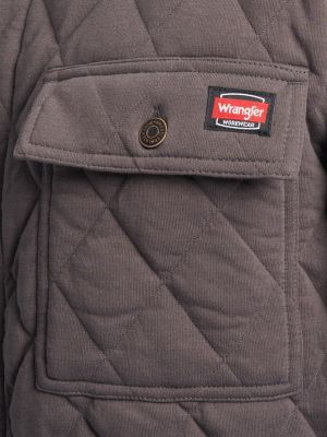 Men's Workwear Diamond Quilted Shacket in Grey