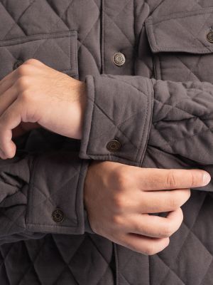 Men's Workwear Diamond Quilted Shacket in Grey