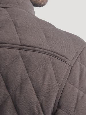 Men's Workwear Diamond Quilted Shacket in Grey