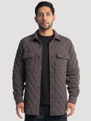 Men's Workwear Diamond Quilted Shacket in Grey